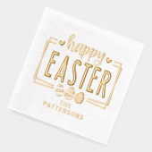 Happy Easter Eggs Script Persoonlijke naam Folie Servetten (Links)