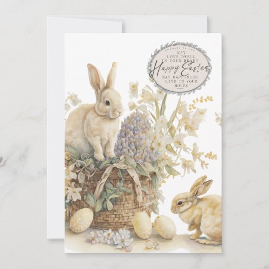 Happy Easter Eggs Waterverf Flat Holiday Kaart (Voorkant)