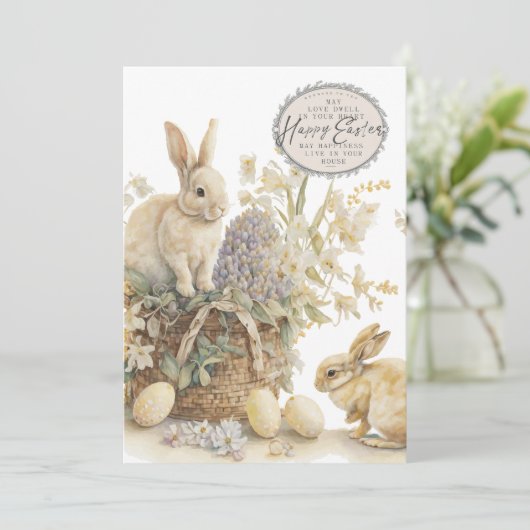 Happy Easter Eggs Waterverf Flat Holiday Kaart (Staand voorkant)