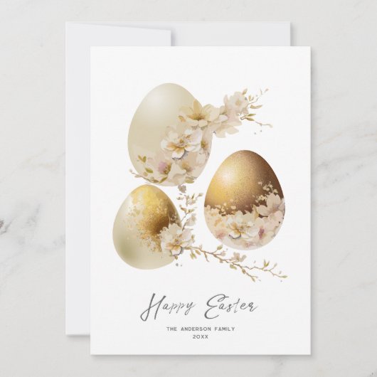 Happy Easter Eggs Waterverf Flat Holiday Kaart (Voorkant)