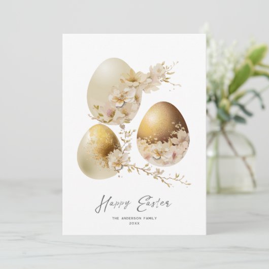 Happy Easter Eggs Waterverf Flat Holiday Kaart (Staand voorkant)