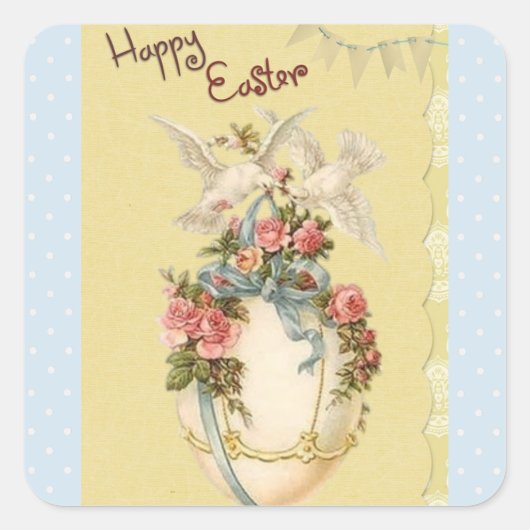 Happy Easter Ei en Vogels Stickers (Voorkant)