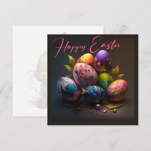 Happy Easter-eicel multicolore Holiday-Kaart Feestdagenkaart (Voorkant / Achterkant)