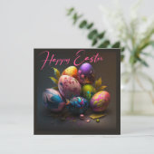 Happy Easter-eicel multicolore Holiday-Kaart Feestdagenkaart (Staand voorkant)