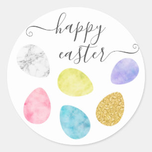Happy easter-eitjes gouden waterverf ronde sticker