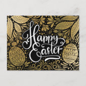 Happy Easter Elegant Boho Black en Gold Briefkaart (Voorkant)