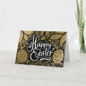 Happy Easter Elegant Boho Black en Gold Feestdagen Kaart (Voorkant)