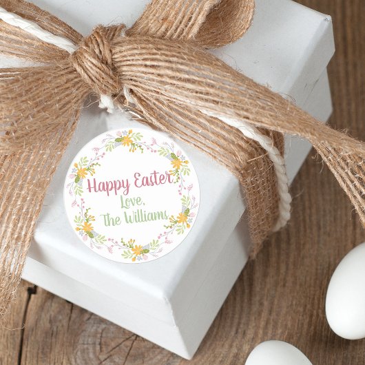 Happy Easter Elegant Pink Floral Hartelijk dank Ronde Sticker