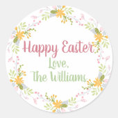 Happy Easter Elegant Pink Floral Hartelijk dank Ronde Sticker (Voorkant)