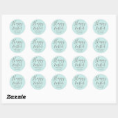 Happy Easter Elegant Script blauw groen Ronde Sticker (Vel)