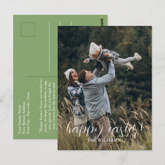 Happy Easter Elegant Script Family - Aangepast Briefkaart (Voorkant / Achterkant)