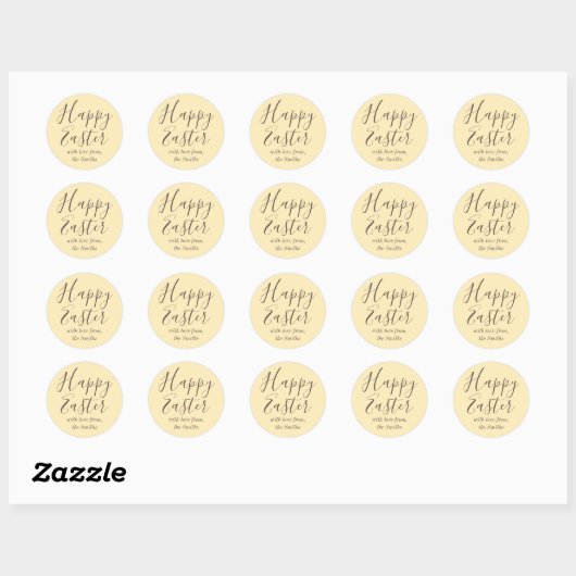 Happy Easter Elegant Script Favoriet Geel Ronde Sticker (Vel)