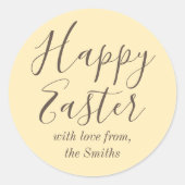 Happy Easter Elegant Script Favoriet Geel Ronde Sticker (Voorkant)