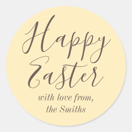 Happy Easter Elegant Script Favoriet Geel Ronde Sticker (Voorkant)