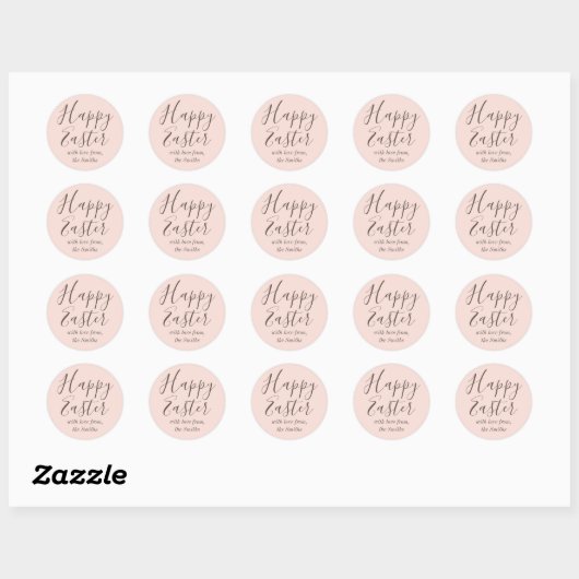 Happy Easter Elegant Script Favoriet Roze Ronde Sticker (Vel)