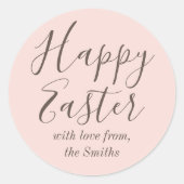 Happy Easter Elegant Script Favoriet Roze Ronde Sticker (Voorkant)