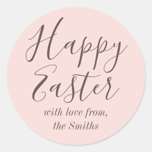 Happy Easter Elegant Script Favoriet Roze Ronde Sticker (Voorkant)