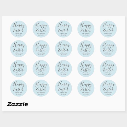 Happy Easter Elegant Script Gift Favoriet Blauw Ronde Sticker (Vel)