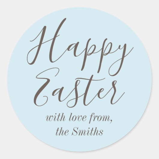 Happy Easter Elegant Script Gift Favoriet Blauw Ronde Sticker (Voorkant)
