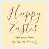 Happy Easter Elegant Script Gift Favoriet Geel Vierkante Sticker (Voorkant)