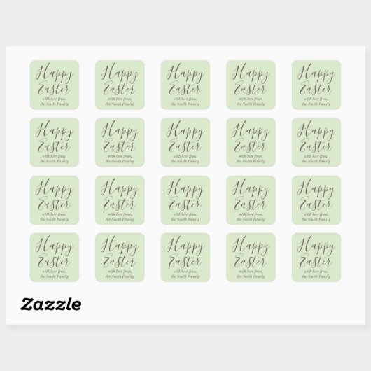Happy Easter Elegant Script Gift Favoriet Groen Vierkante Sticker (Vel)