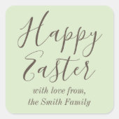 Happy Easter Elegant Script Gift Favoriet Groen Vierkante Sticker (Voorkant)