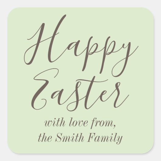 Happy Easter Elegant Script Gift Favoriet Groen Vierkante Sticker (Voorkant)