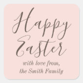 Happy Easter Elegant Script Gift Favoriet Roze Vierkante Sticker (Voorkant)