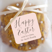 Happy Easter Elegant Script Gift Favoriet Roze Vierkante Sticker