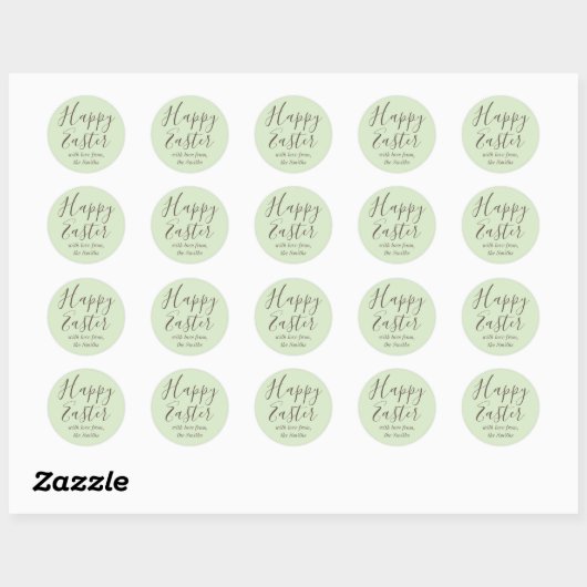 Happy Easter Elegant Script Groene gunst Ronde Sticker (Vel)