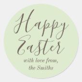 Happy Easter Elegant Script Groene gunst Ronde Sticker (Voorkant)