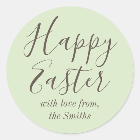 Happy Easter Elegant Script Groene gunst Ronde Sticker (Voorkant)