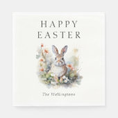 Happy Easter Elegant Waterverf Bunny Aangepaste na Servet (Voorkant)