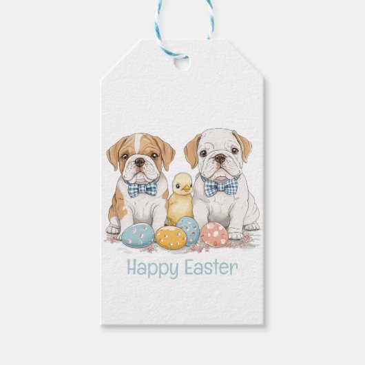 Happy Easter English Bulldogs Cadeaulabel (Voorkant)
