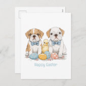Happy Easter English Bulldogs Feestdagenkaart (Voorkant / Achterkant)