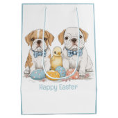 Happy Easter English Bulldogs Medium Cadeauzakje (Achterkant)
