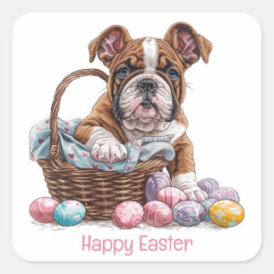 Happy Easter English Bulldogs Vierkante Sticker