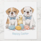 Happy Easter English Bulldogs Wijn Etiket (Enkel label)