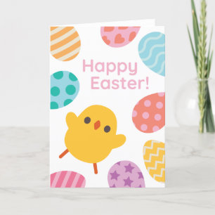 Happy Easter! Excited Yellow Baby Chick Feestdagen Kaart