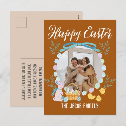 Happy Easter-familie, een foto van de oostelijke b Feestdagenkaart (Voorkant / Achterkant)