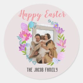 Happy Easter-familie, een foto van de oostelijke b Ronde Sticker