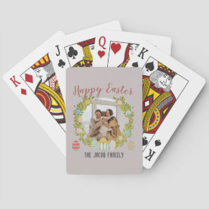 Happy Easter familie, gelukkige familie één foto Pokerkaarten