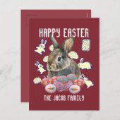 Happy Easter familie, oostelijke bunny, personalis Feestdagenkaart (Voorkant / Achterkant)