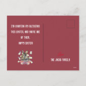 Happy Easter familie, oostelijke bunny, personalis Feestdagenkaart (Achterkant)