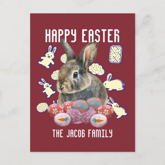 Happy Easter familie, oostelijke bunny, personalis Feestdagenkaart (Voorkant)