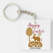 Happy Easter familie, oostelijke bunny, personalis Sleutelhanger (voorkant)