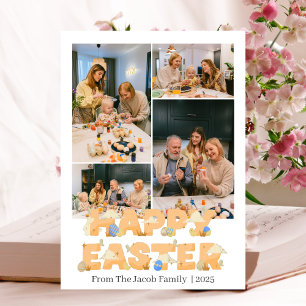 Happy Easter familie, vier foto-collage Feestdagenkaart