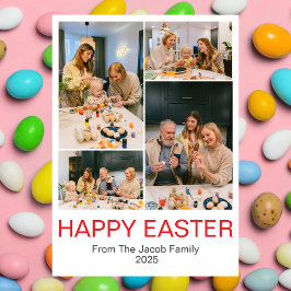Happy Easter familie, vier foto-collage Feestdagenkaart