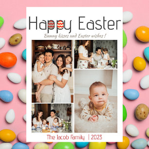 Happy Easter familie, vier foto-collage Feestdagenkaart