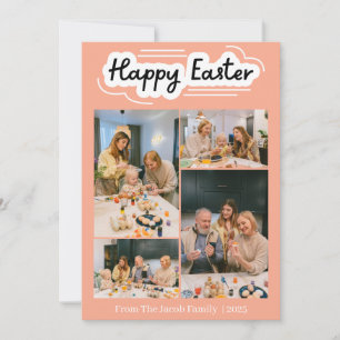 Happy Easter familie, vier foto-collage Feestdagenkaart